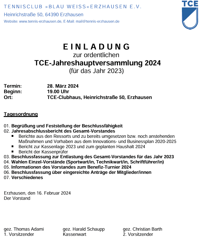 Read more about the article Einladung zur JHV 2024